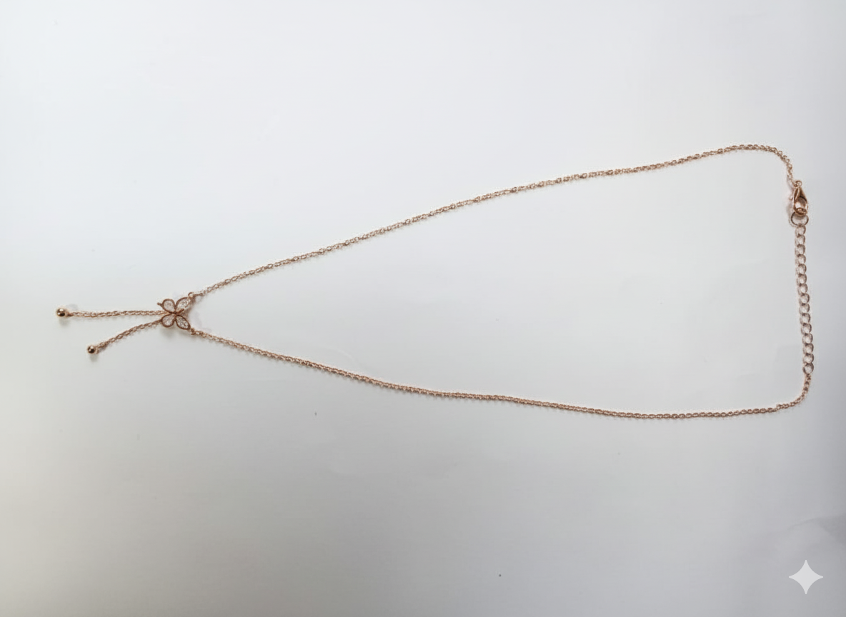Rose Gold Plated Butterfly Necklace with Latkan