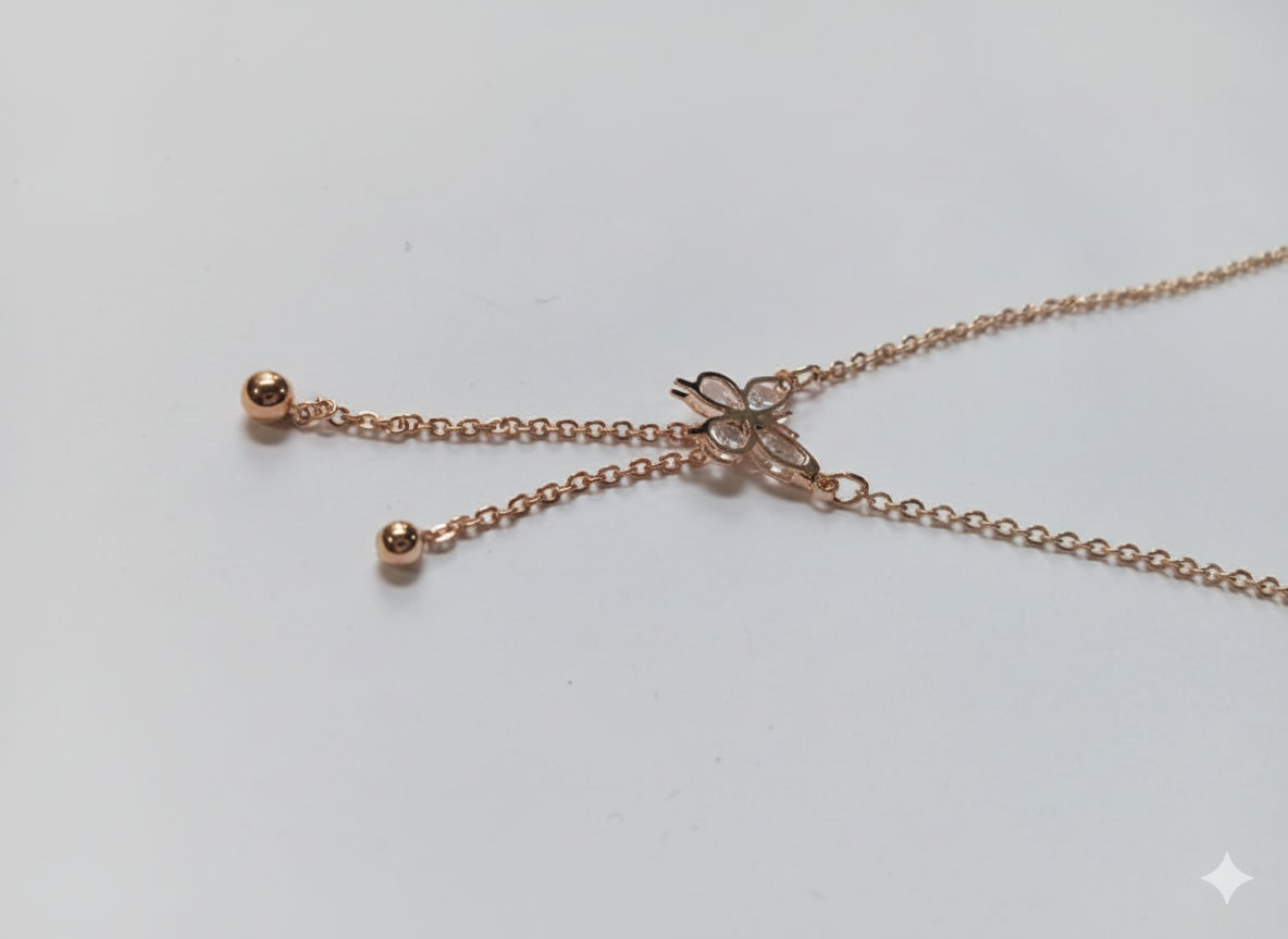 Rose Gold Plated Butterfly Necklace with Latkan