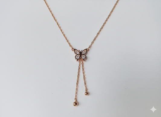 Rose Gold Plated Butterfly Necklace with Latkan